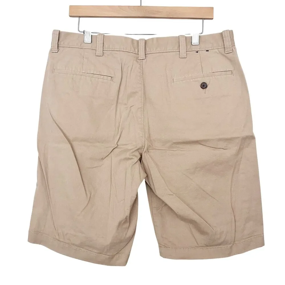 J. Crew Tan Flex Chino Flat Front Shorts Sz 34